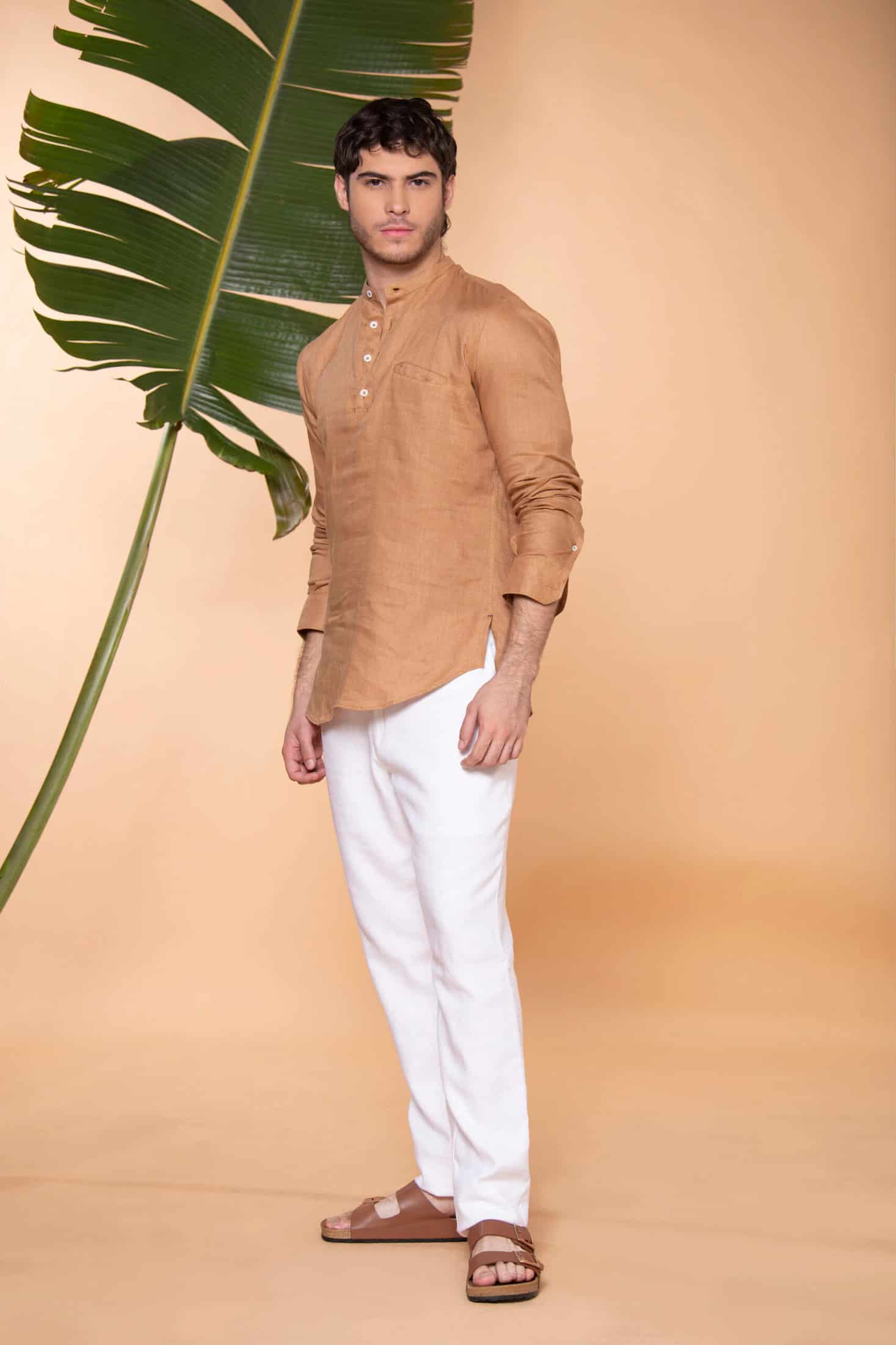 Camisa Mykonos Lino Moka - miniatura 3