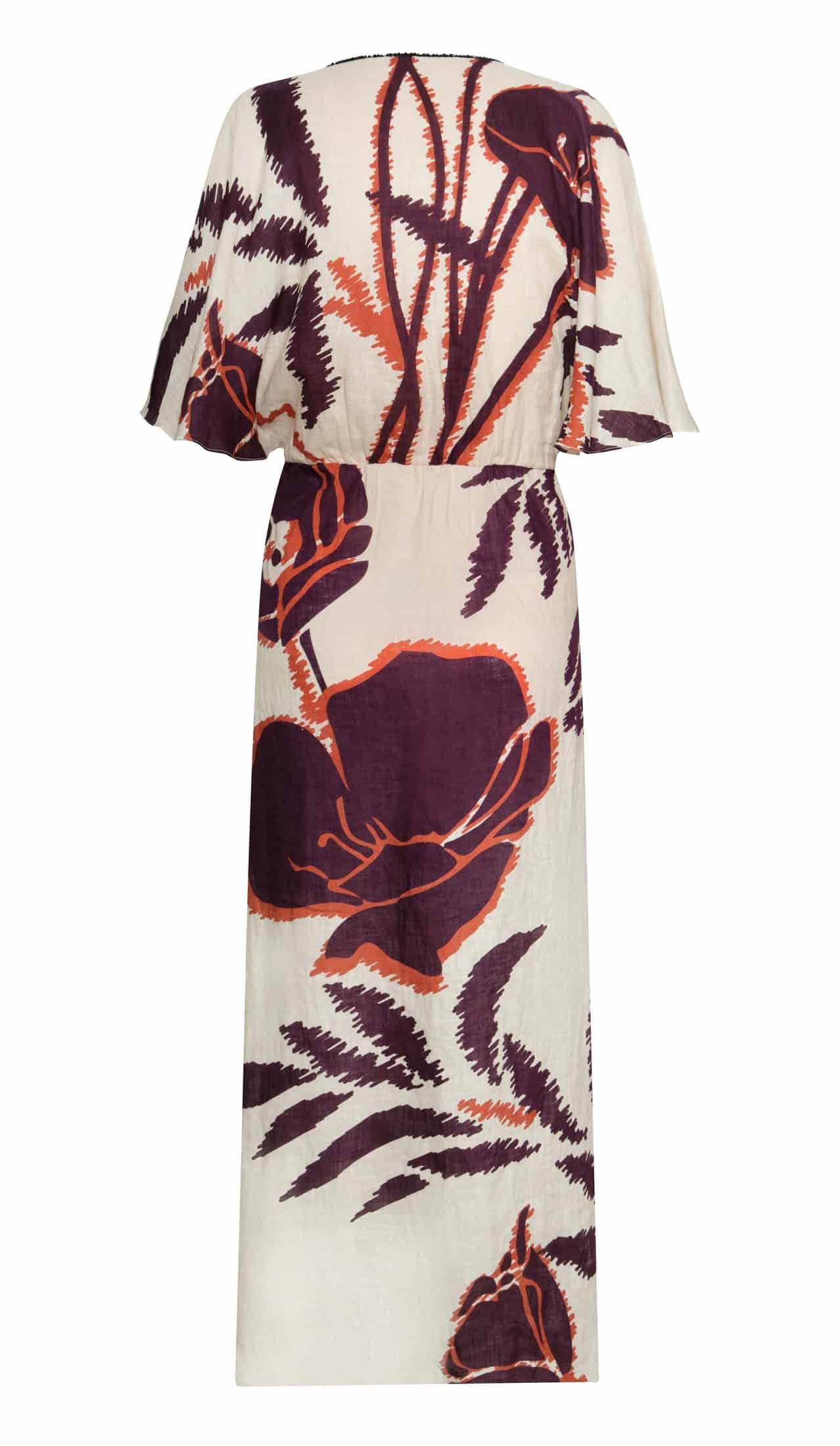 Topacio Linen Tunic Dress / Ecru - Purple Gladiolos - miniatura 3