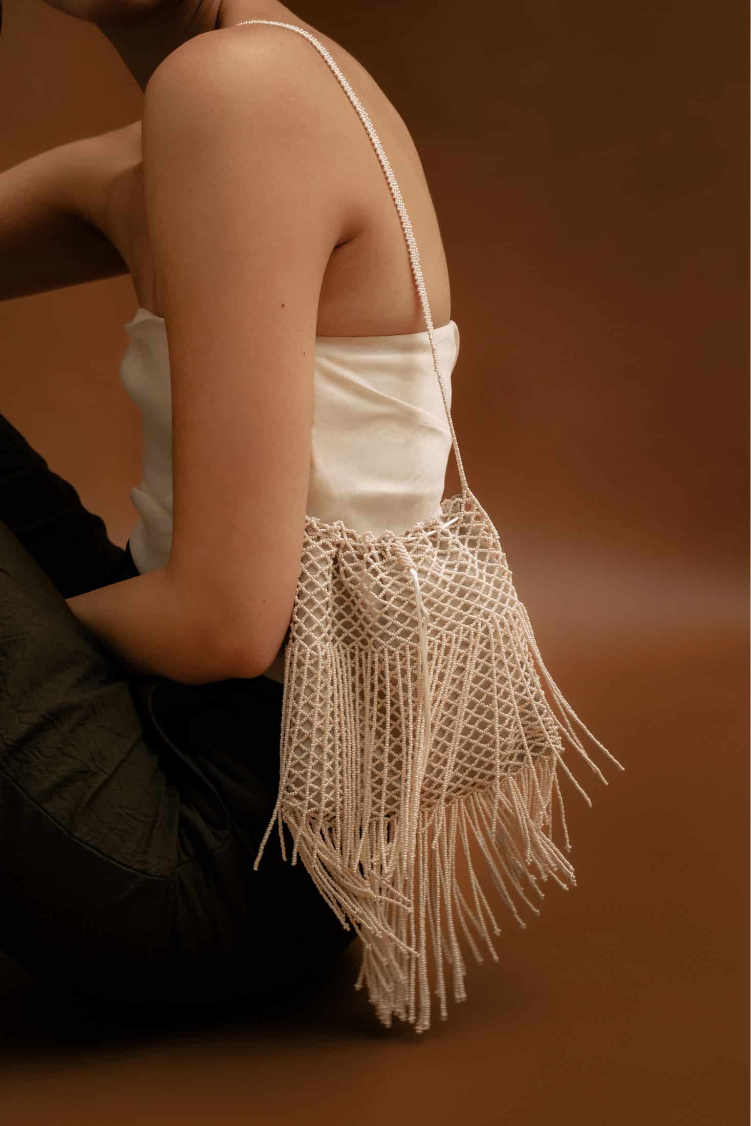 The fringe Bag (M) Ivory - miniatura 2