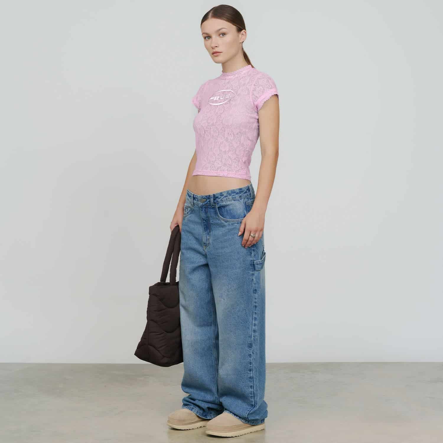 Floral Lace Baby Tee - Pink - miniatura 4