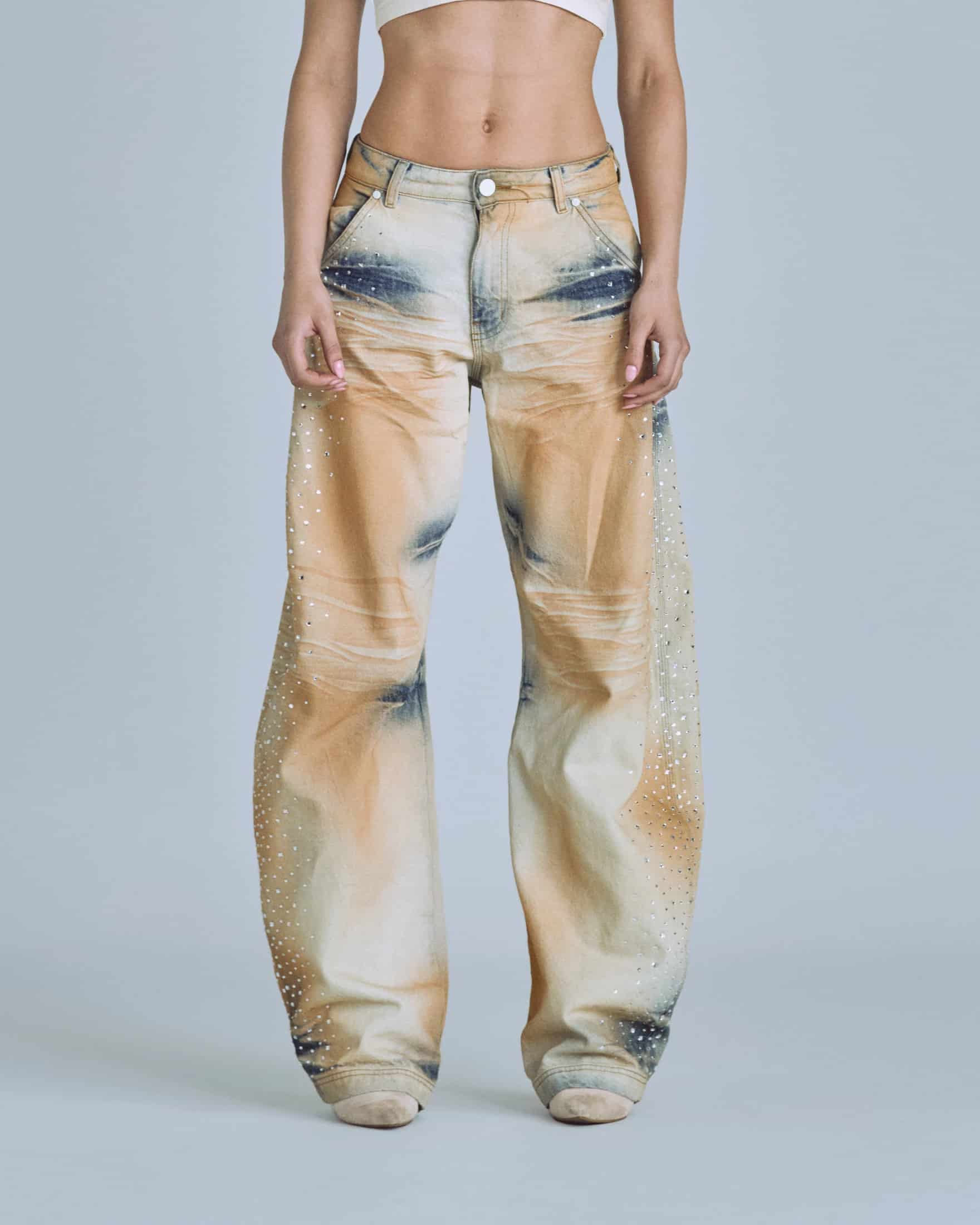 W Golden Heritage Pearled Barrel Jeans Oasis Blue - miniatura 2
