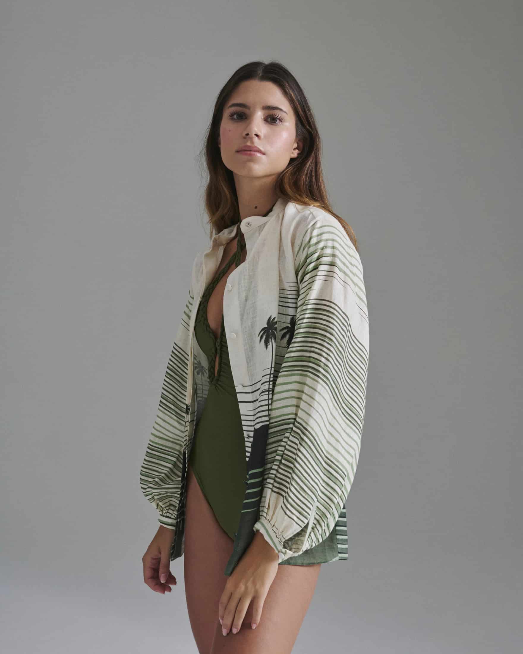 Don Simon Linen Shirt / Green Tropical Landscape - miniatura 5