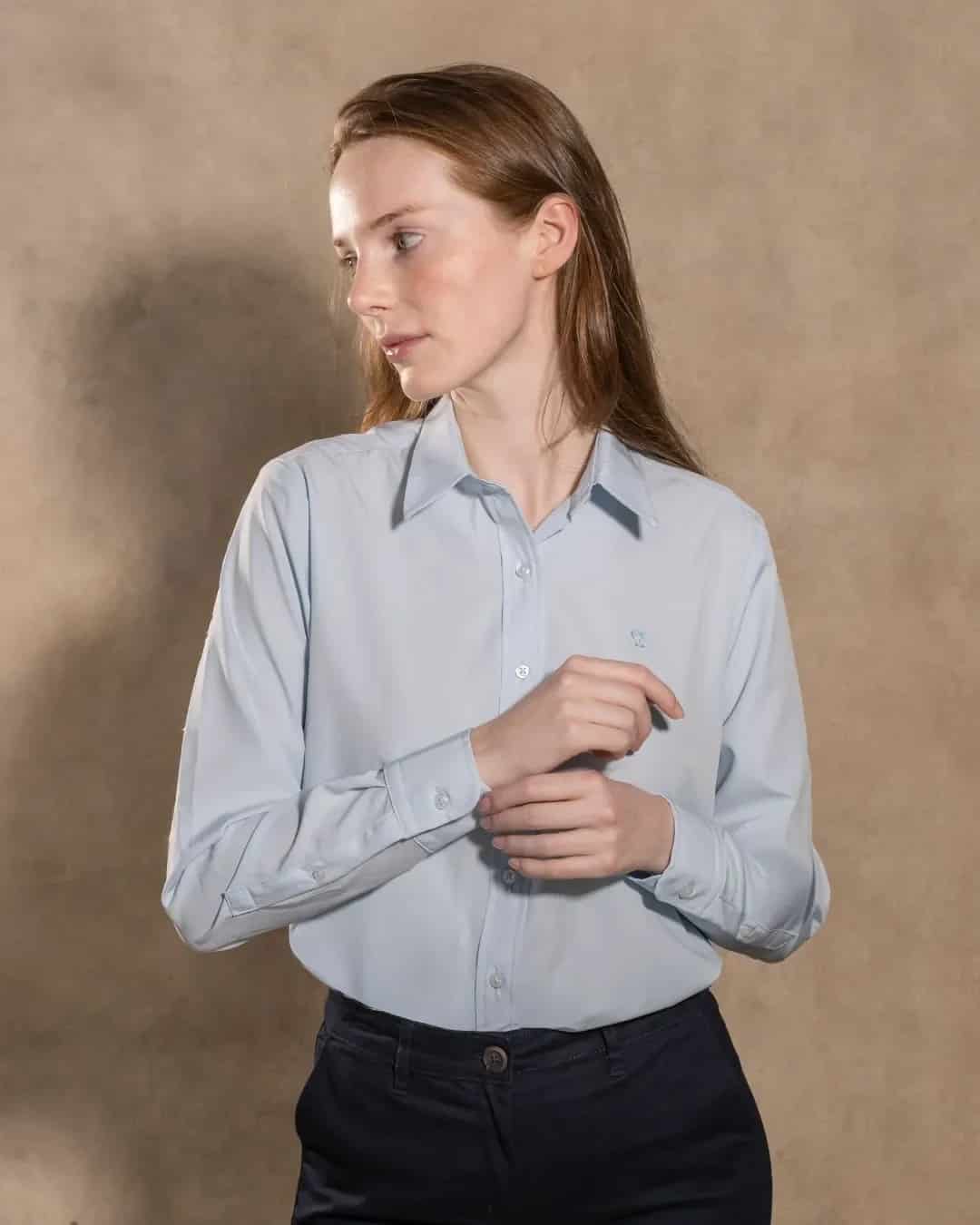 Camisa Performance Antiarrugas De Mujer Azul Claro - miniatura 8