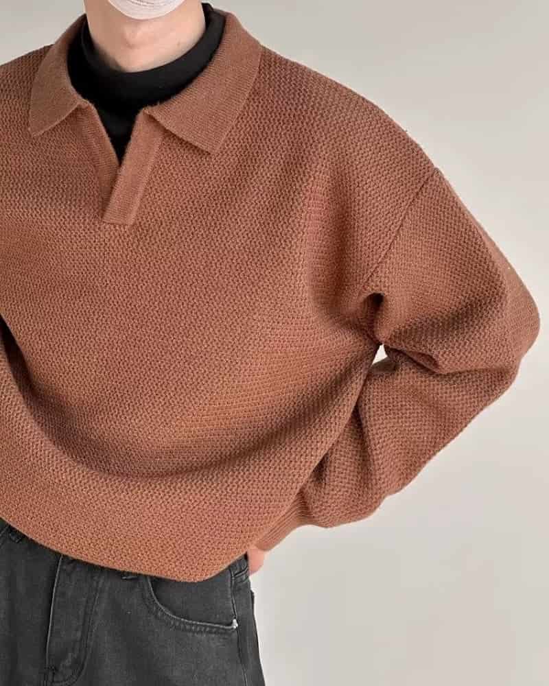 Textured Knit Polo Sweater - miniatura 4
