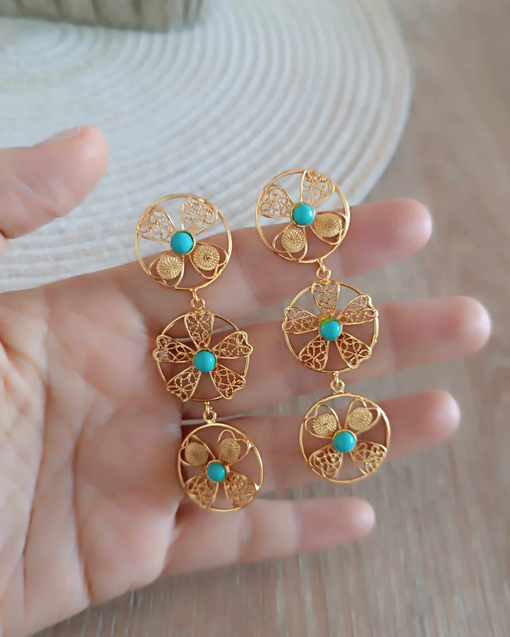 Aretes tripe circulo en filigrana Celina - miniatura 7