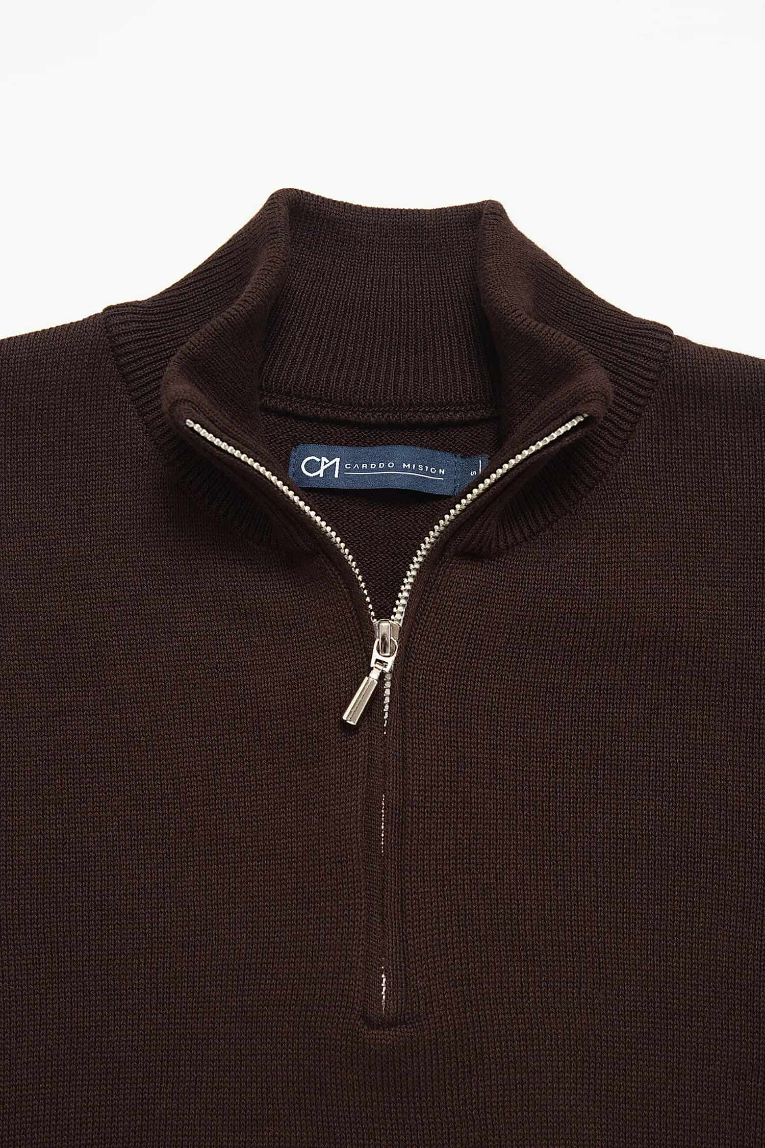 Saco Half Zip Algodón Chocolate - miniatura 2