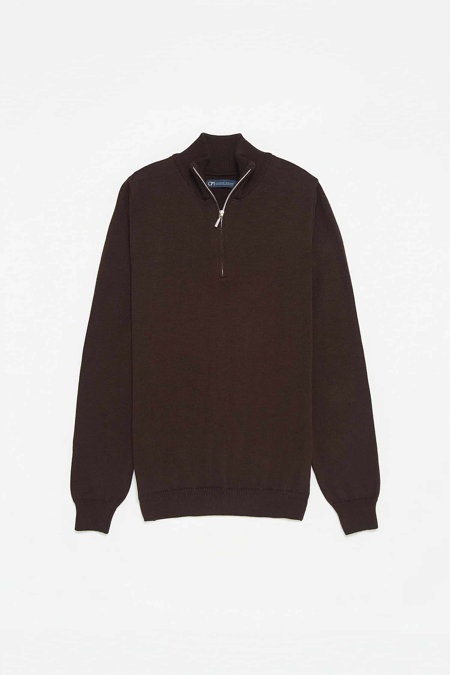 Saco Half Zip Algodón Chocolate - miniatura 1
