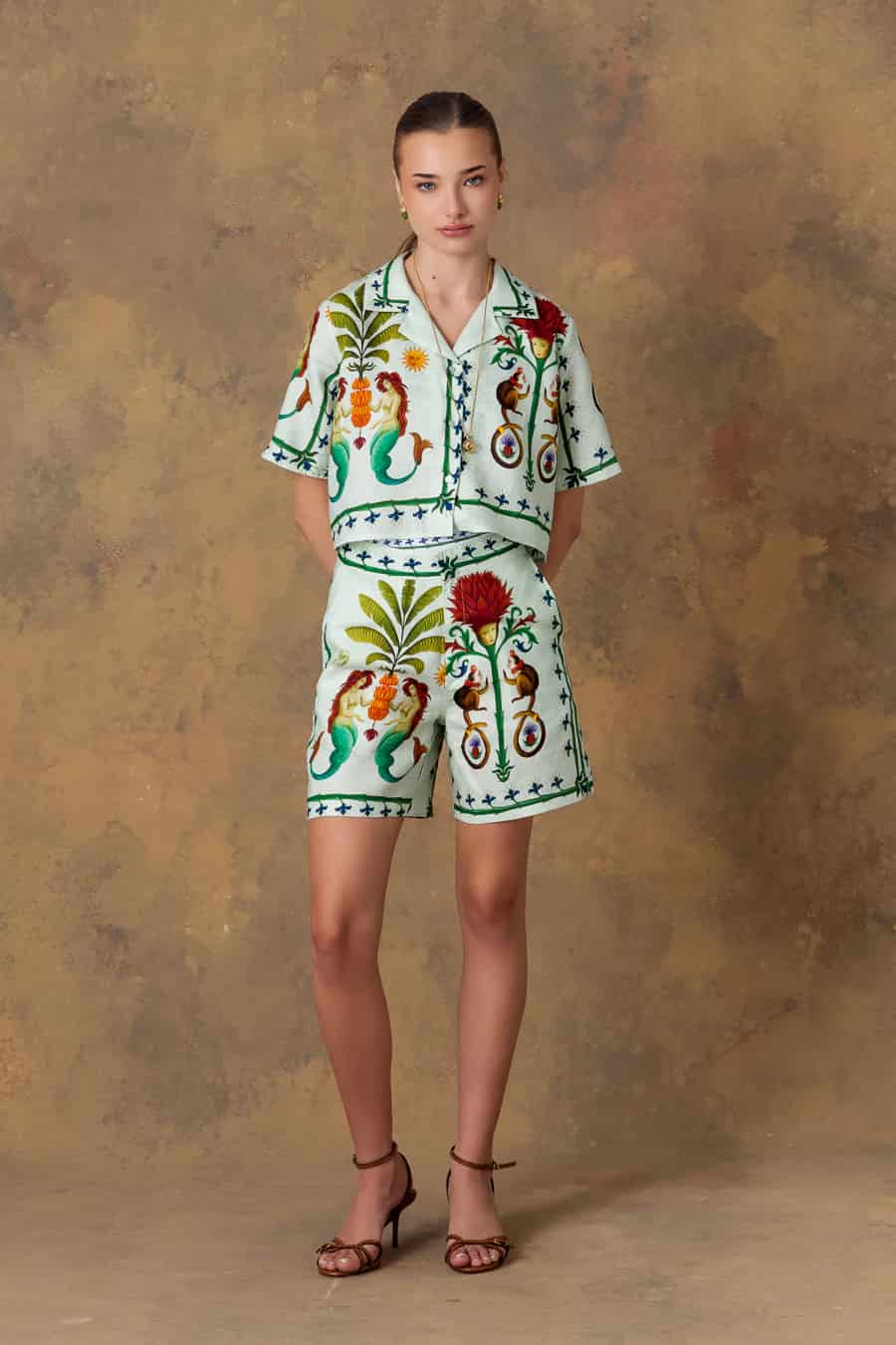 Women's short linen silvan blue - miniatura 6