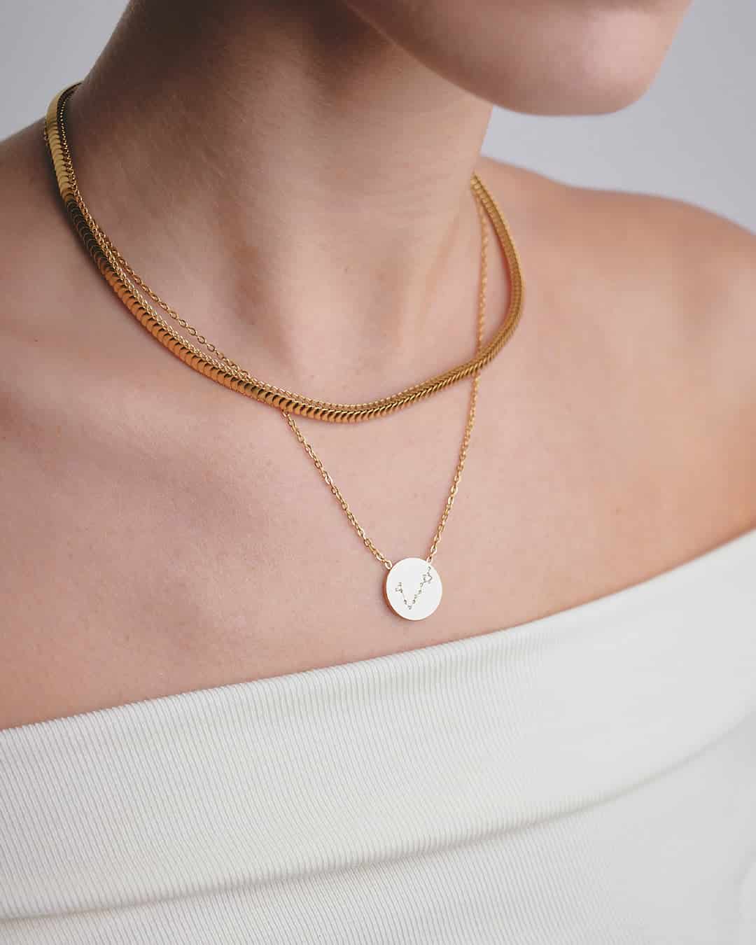 Collar Curve Oro Acero Inoxidable - miniatura 2