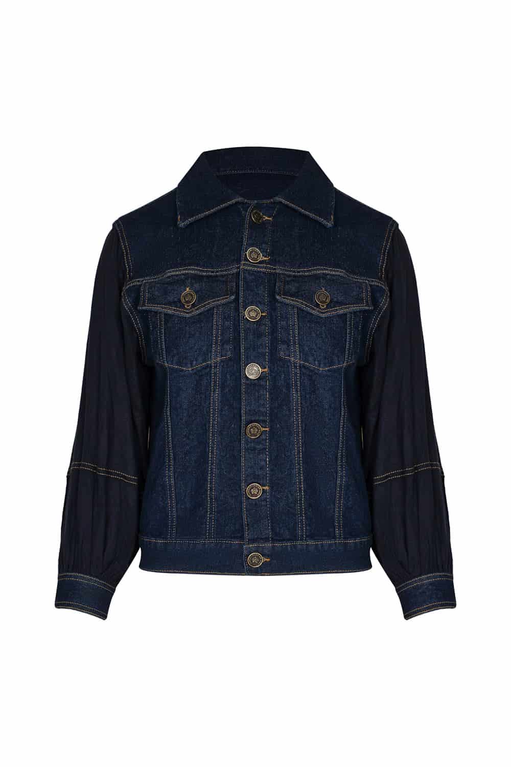 chaqueta cattleya azul indigo con bordado - miniatura 1