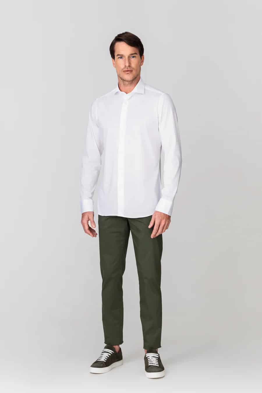 Men's cotton shirt white jersey - miniatura 5