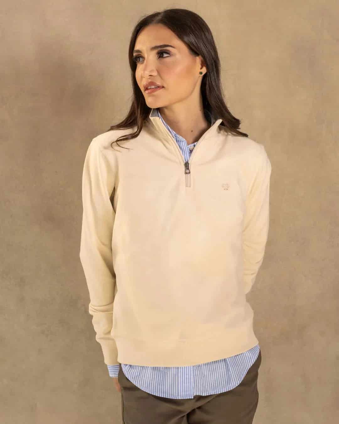 Halfzip Paris Antimanchas De Mujer Marfil - miniatura 3