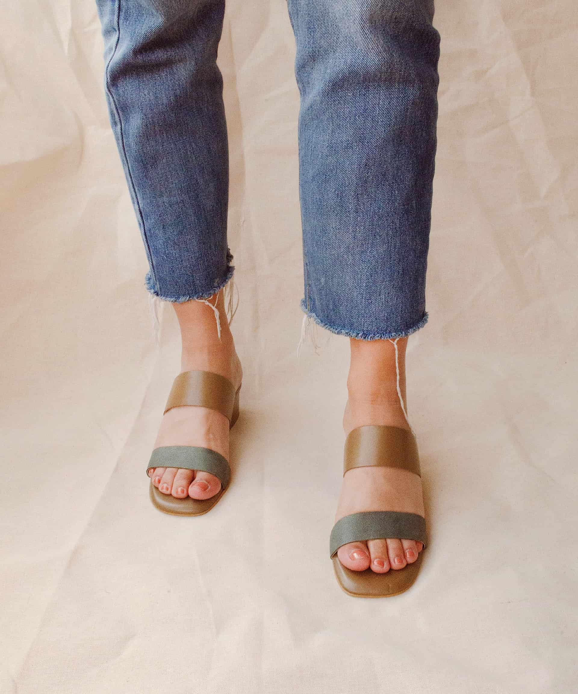 Double band sandals | Taupe Verde - miniatura 2