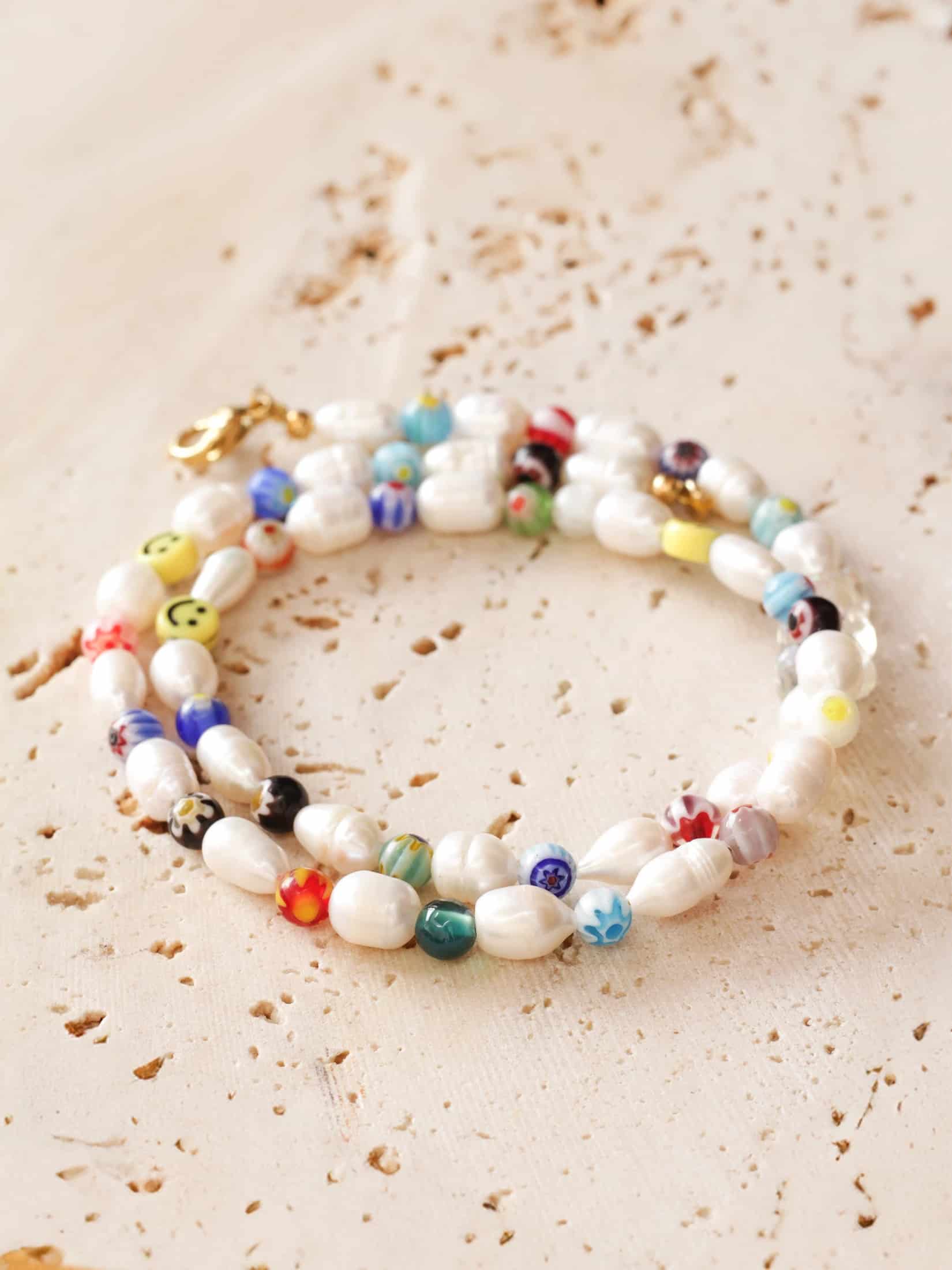 Collar Perla de Rio Millefiori 7mm - miniatura 4