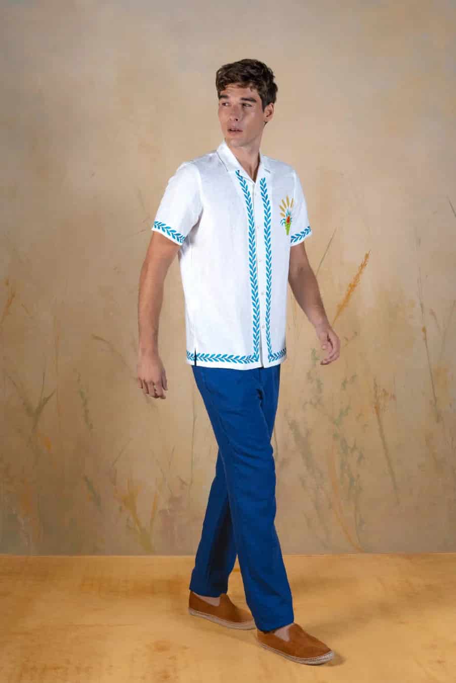 Telluris linen bowling shirt white - miniatura 2