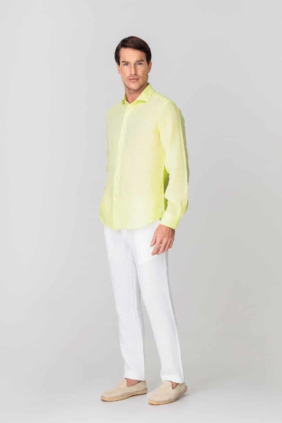 men’s linen shirt lime - miniatura 2