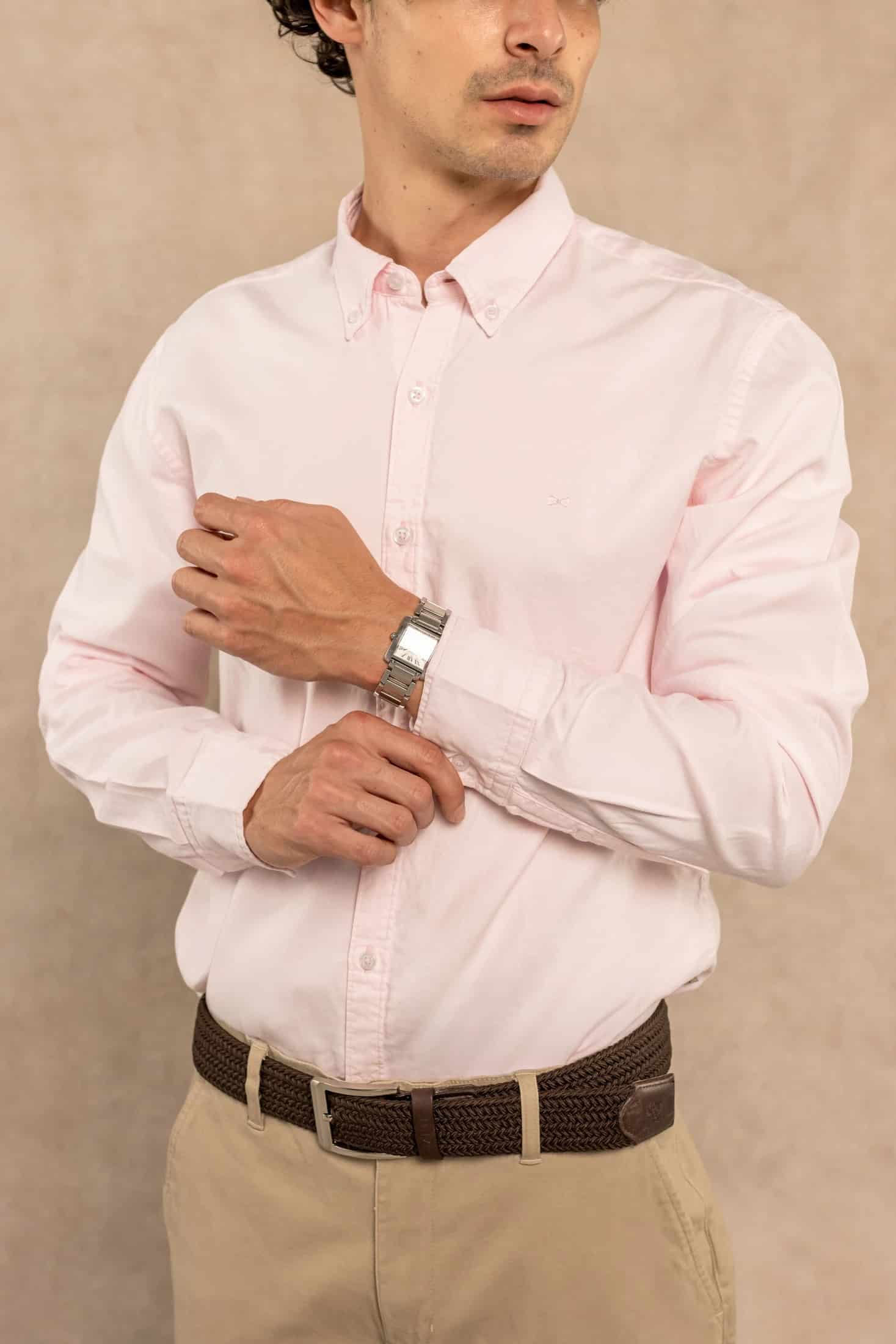 Camisa Antimanchas Oxford Pink Logo Contraste - miniatura 3