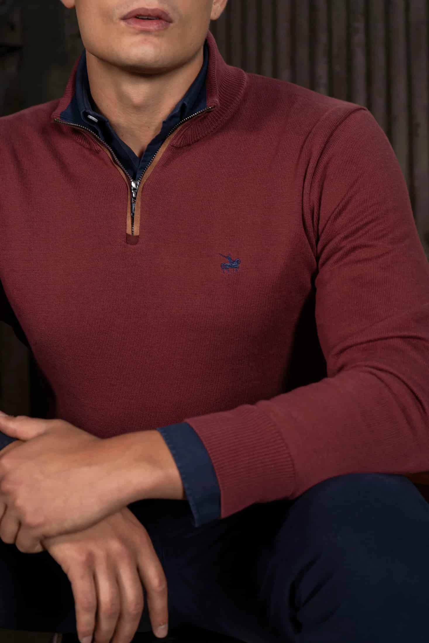 Suéter Halfzip Legacy Hombre Vinotinto - miniatura 2