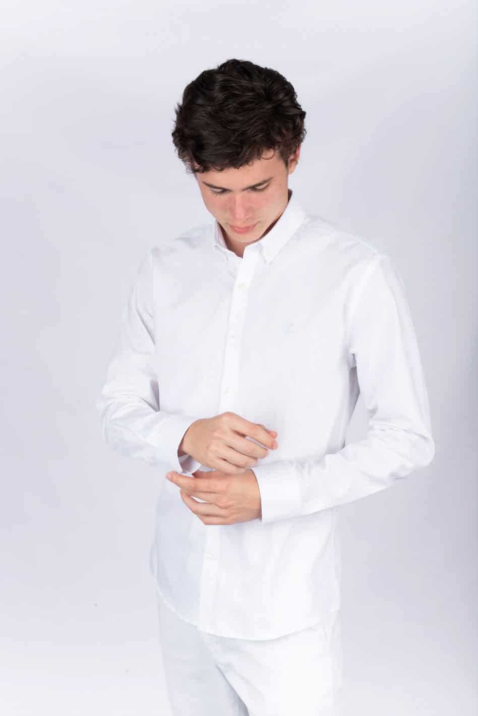 Camisa Oxford Blanca A Azul R - miniatura 3