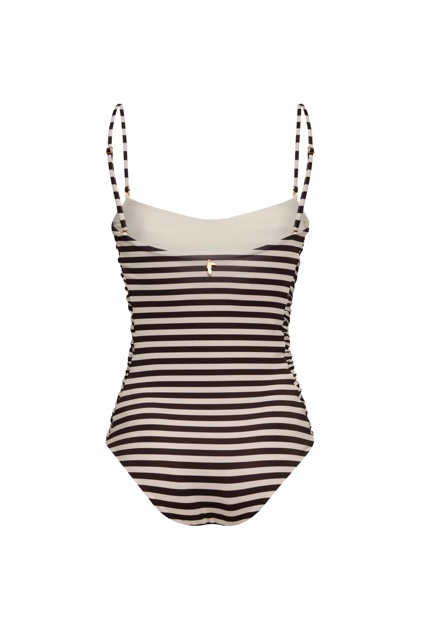 Las Balsas Embroidered One Piece / Black & White Stripes - miniatura 2