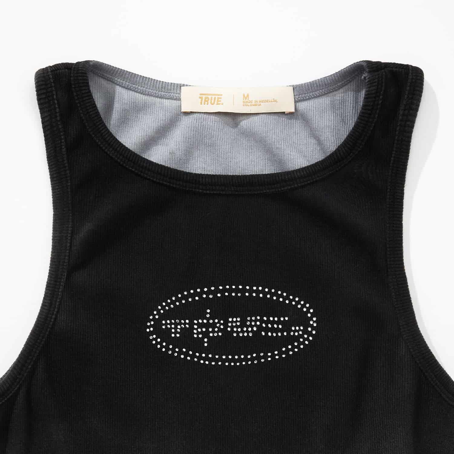 Gradient Rhinestone Tank Top - Black - miniatura 4