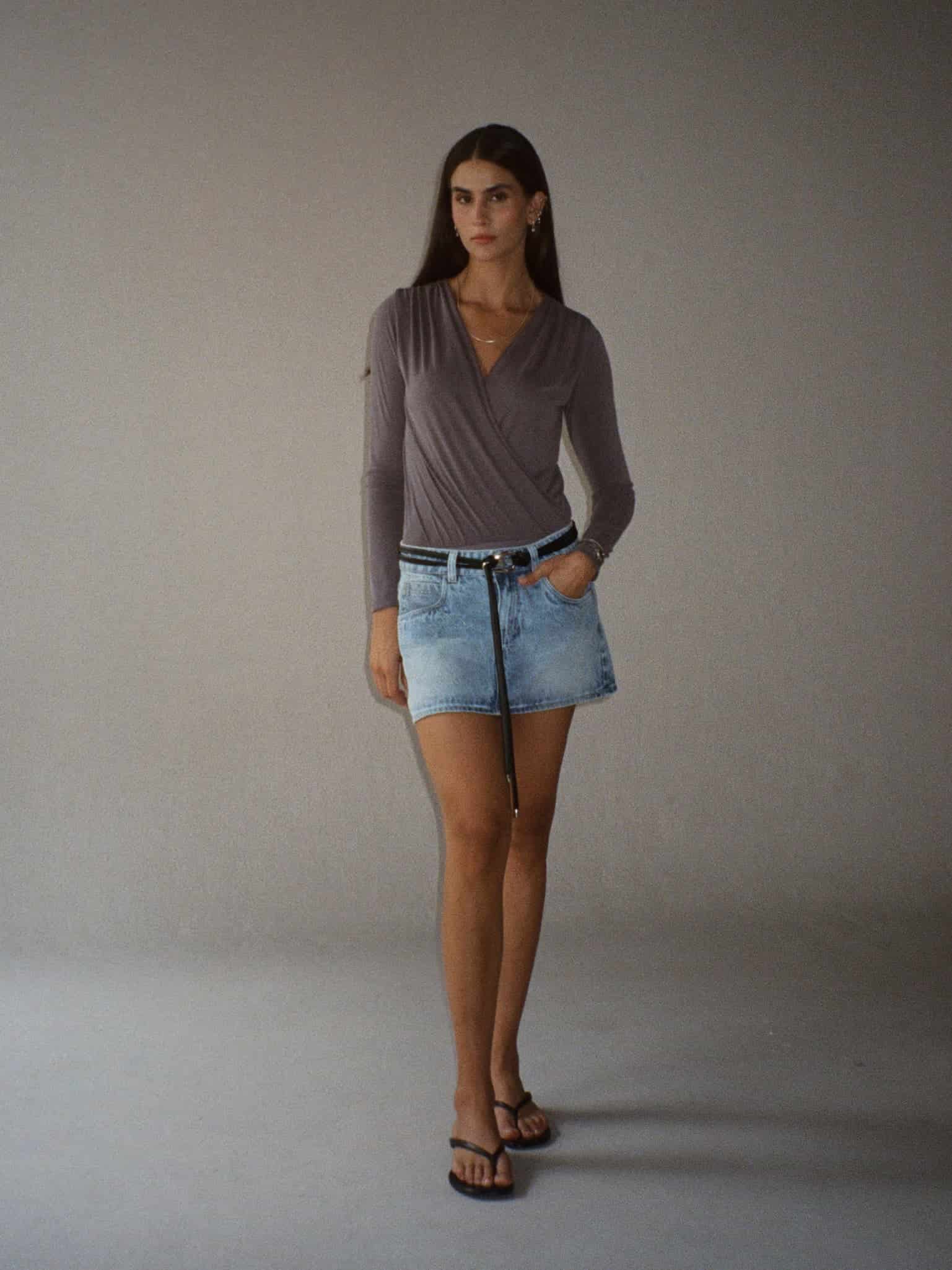 INDIGO MINI SKIRT - OLD LIGHT BLUE - miniatura 10