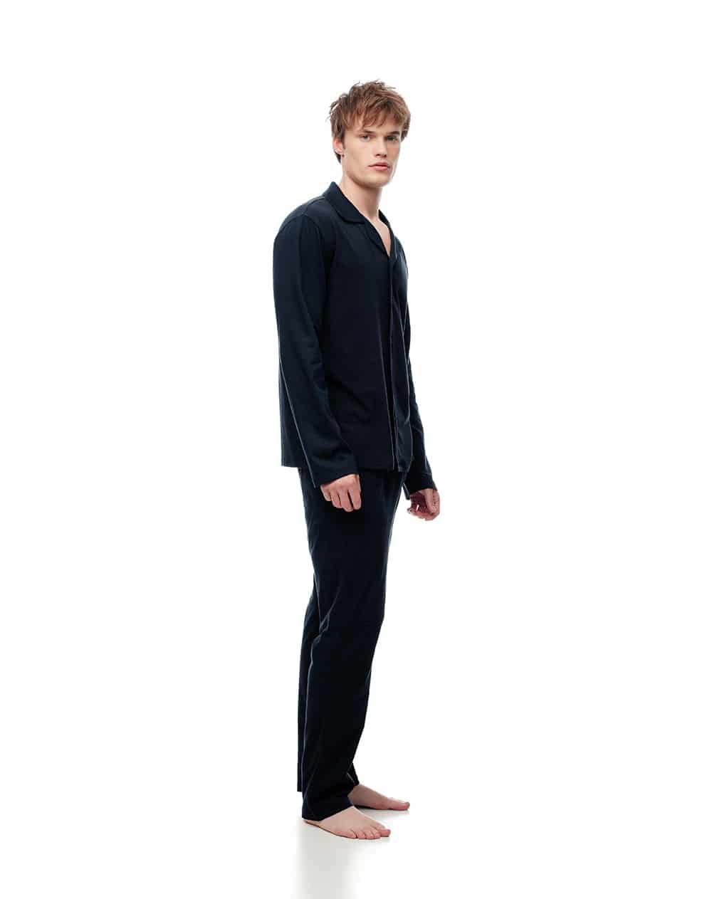 Camisa + pantalón de pijama algodón azul hombre - miniatura 1