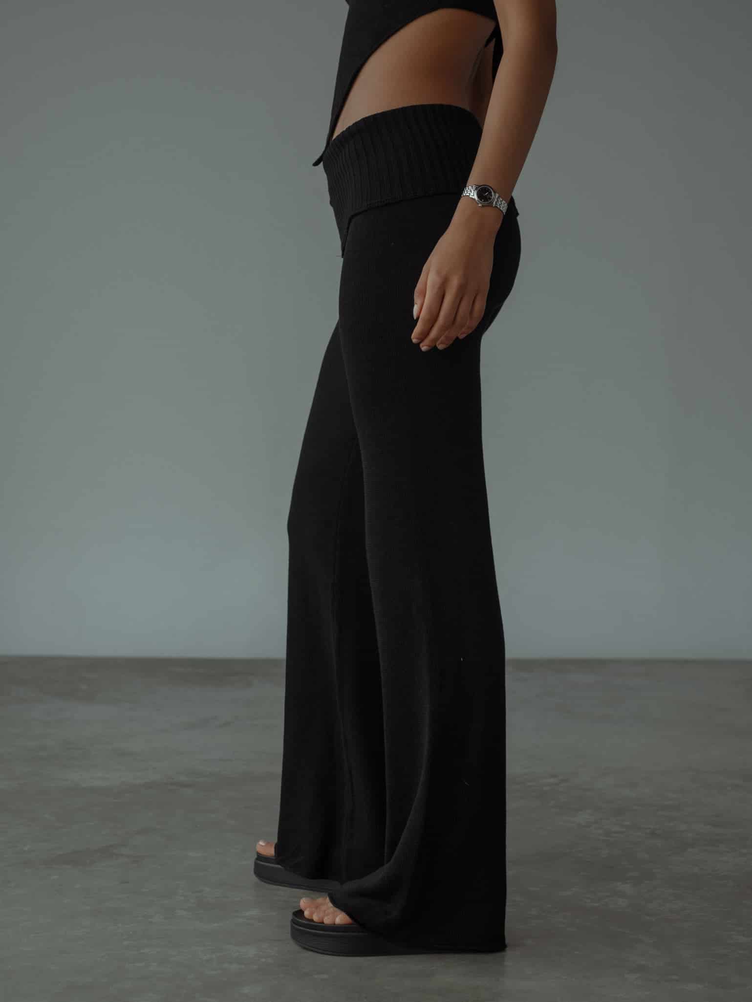 KNIT FLARE PANT - BLACK - miniatura 8