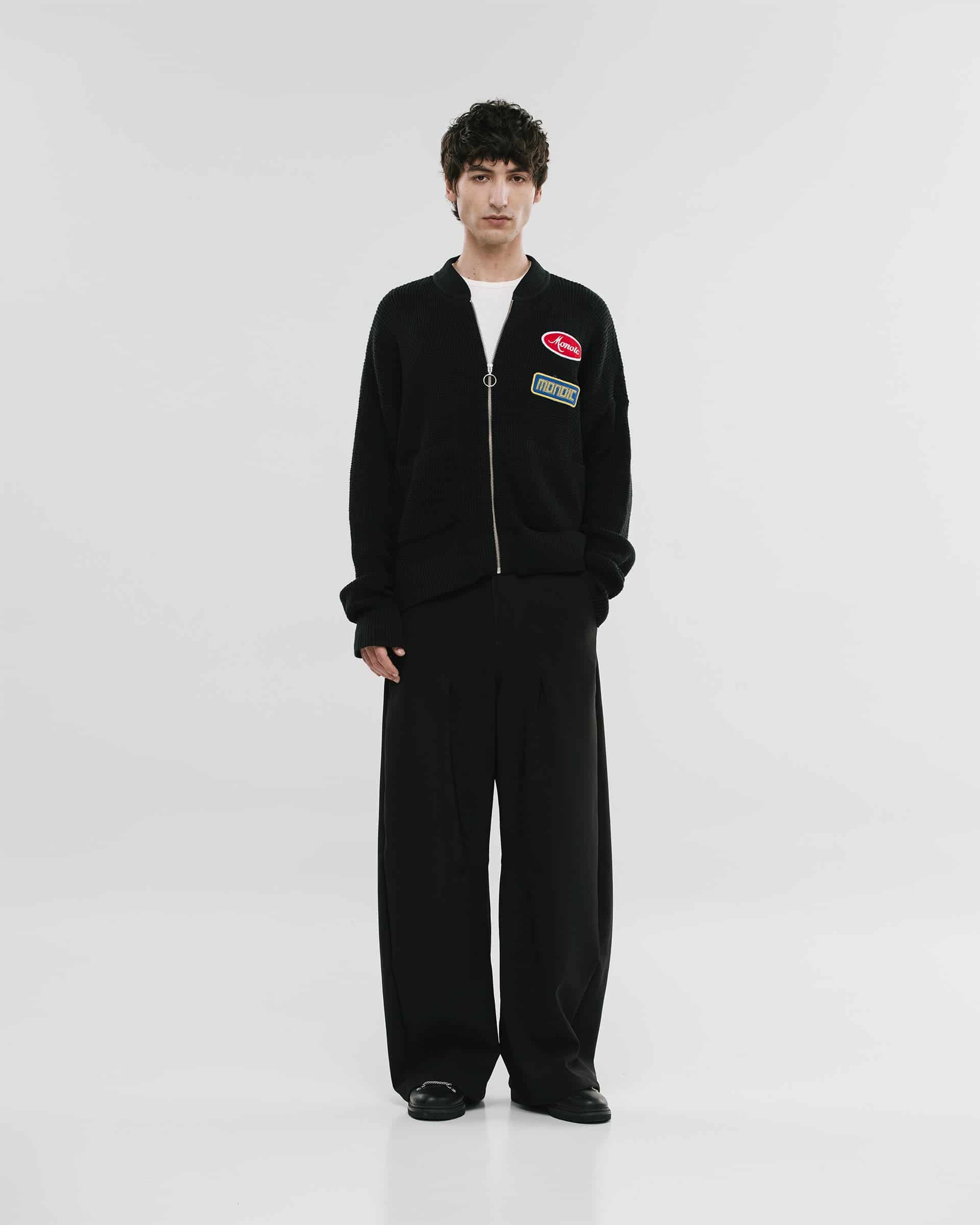 Zip Up Knit Bomber Jacket - Negro - miniatura 2