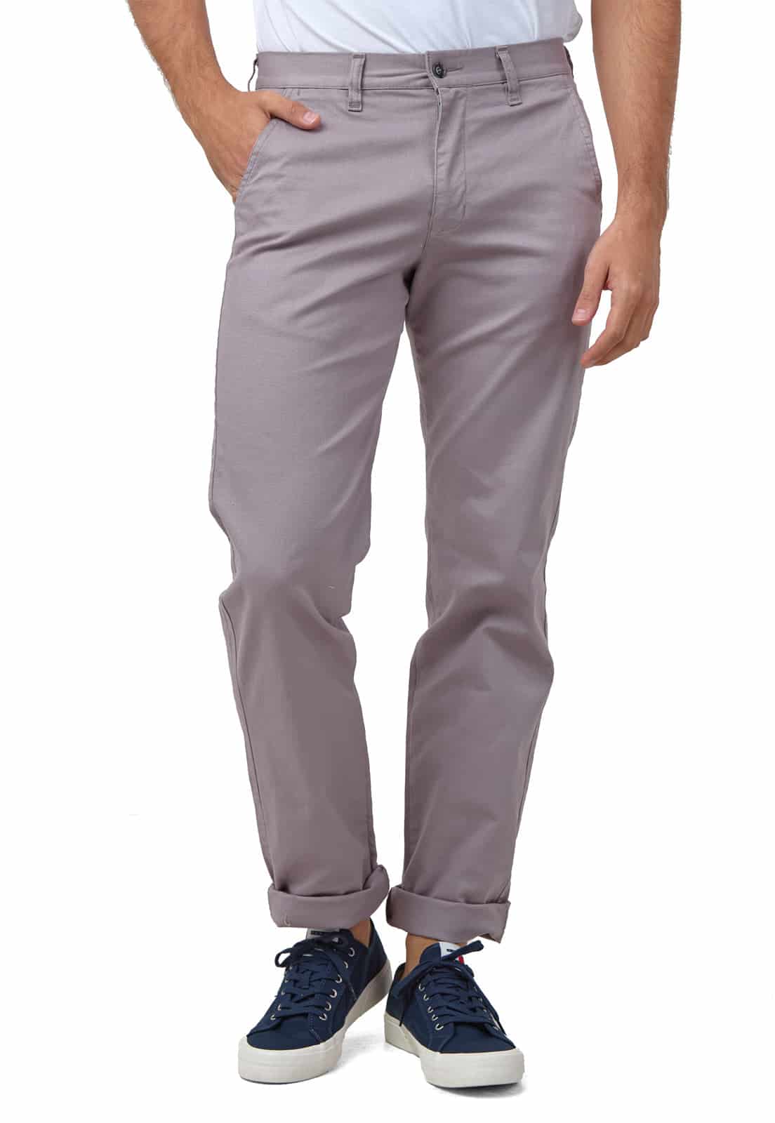 Pantalon dril gris lila con spandex - miniatura 1