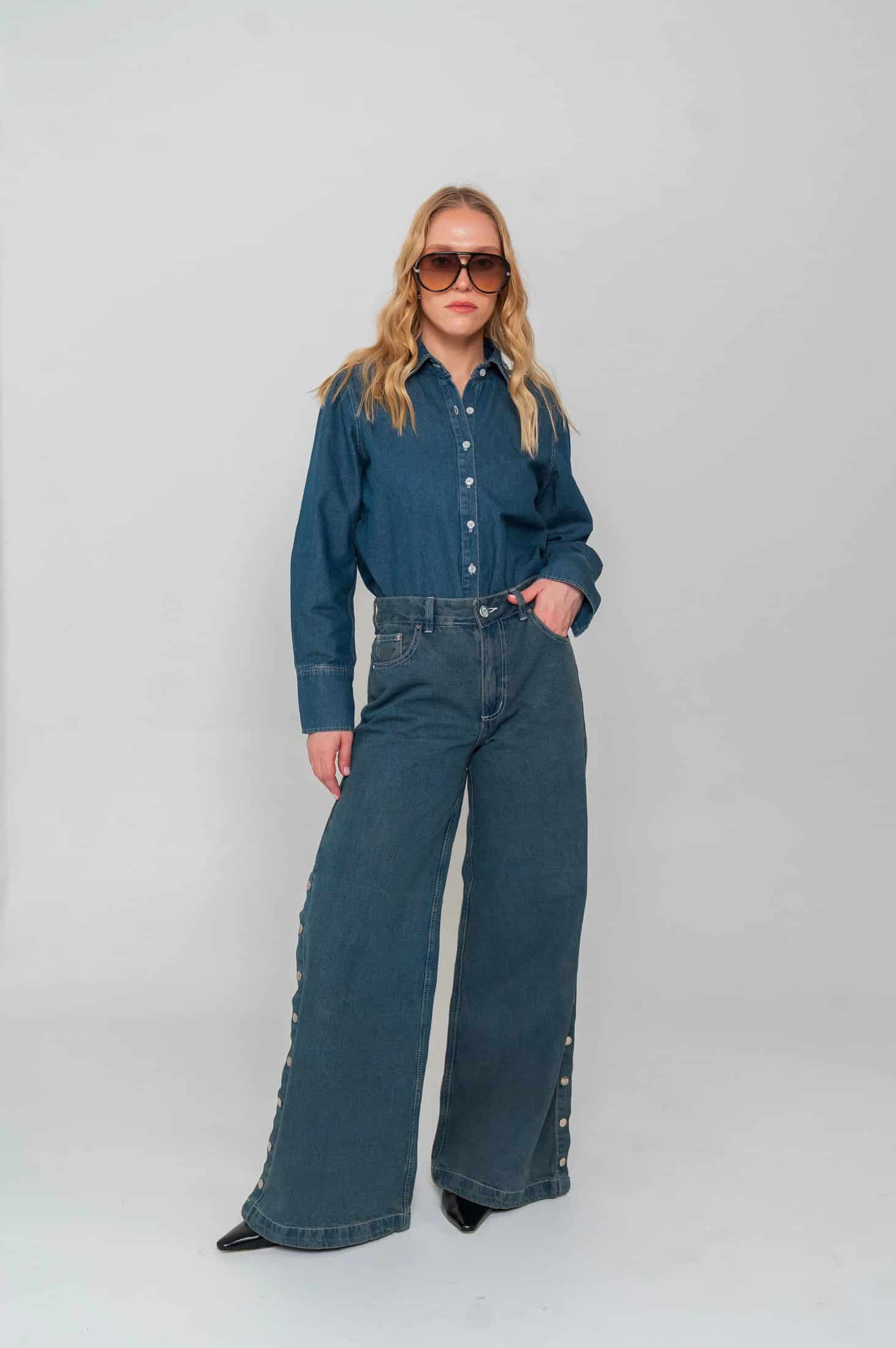 Blue Side Buttons Jeans - miniatura 2