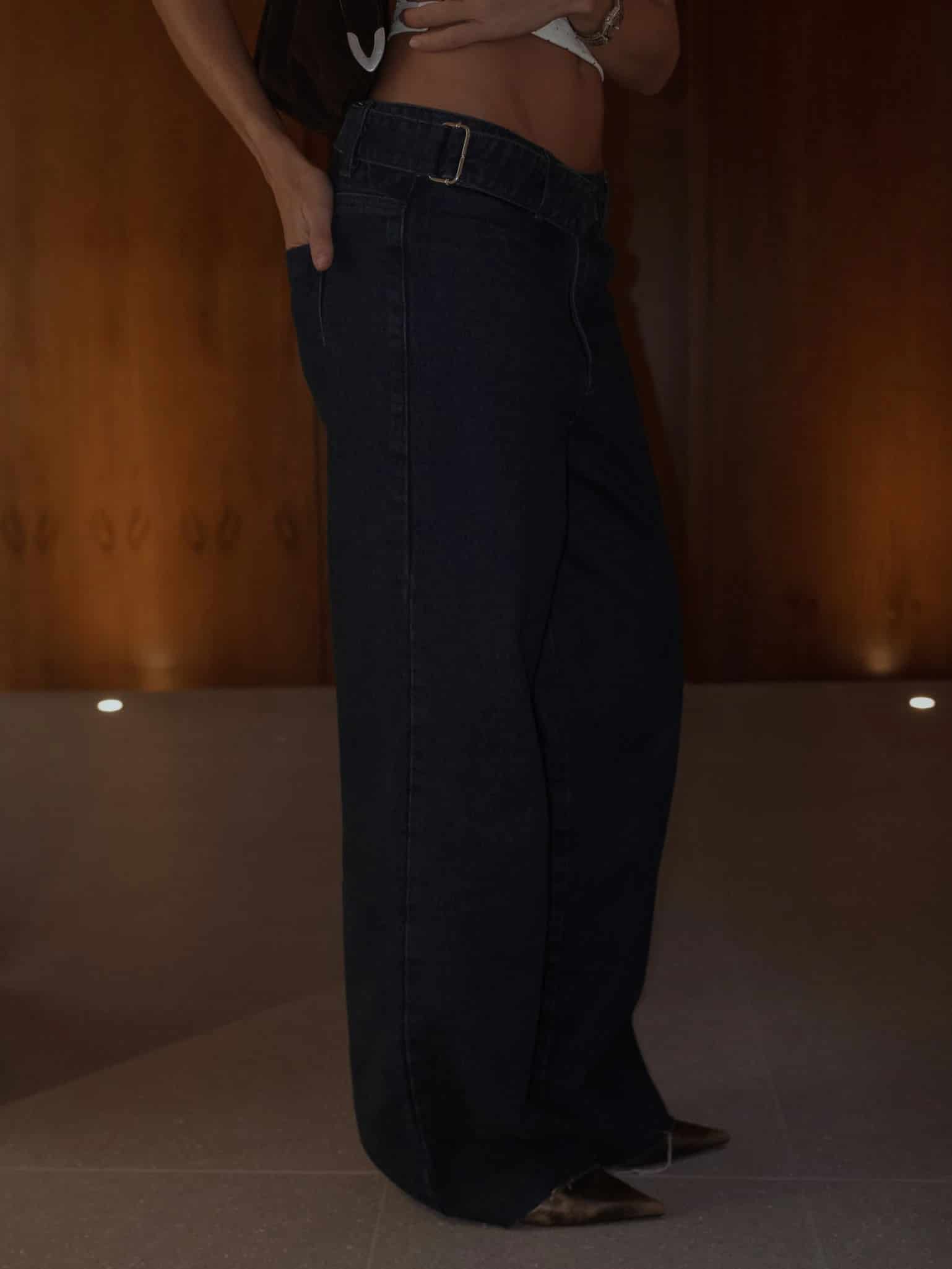 REMAKE WIDE LEG BELT JEAN - RAW DENIM - miniatura 6