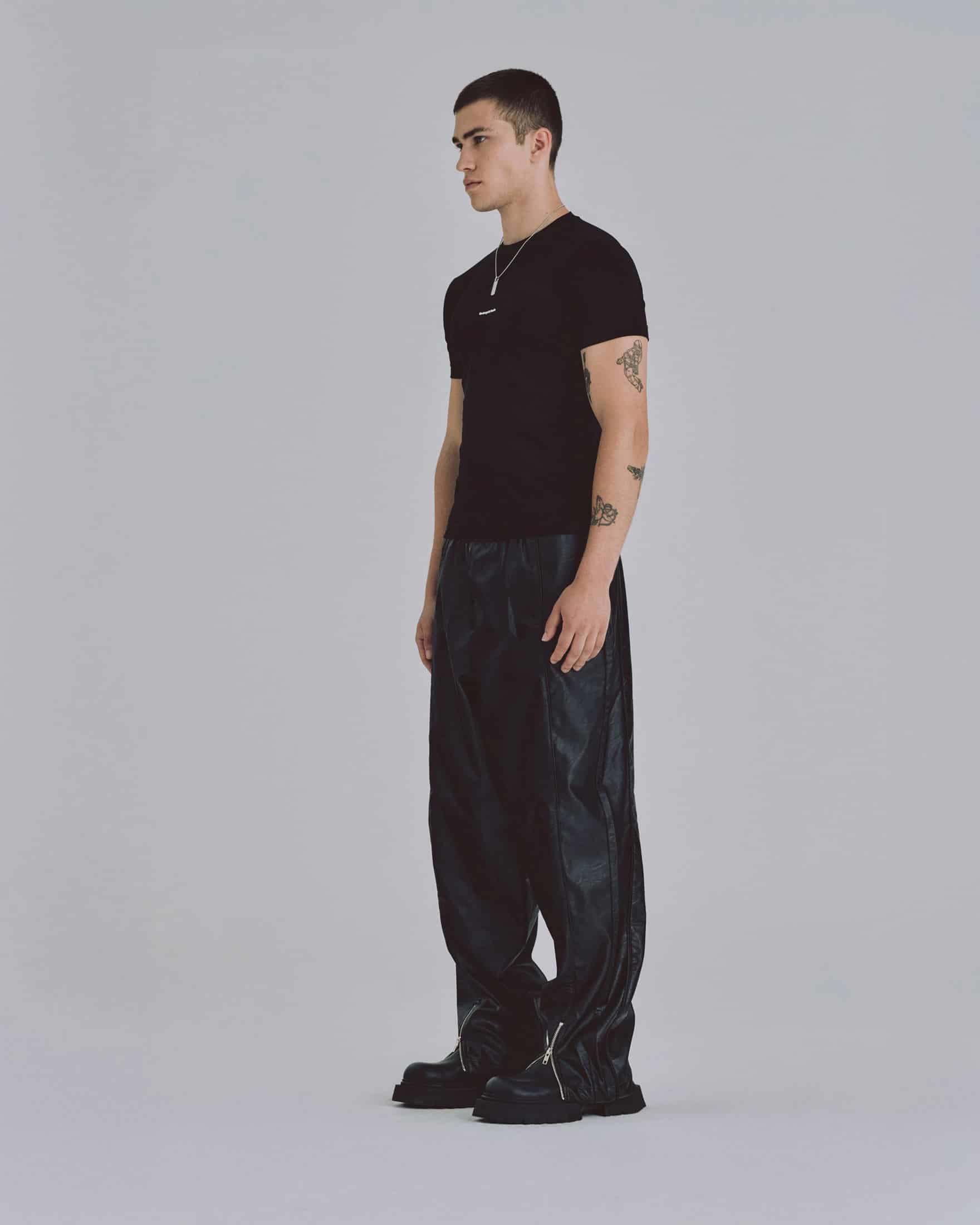 Basics Synthetic Straight Pants Black - miniatura 5