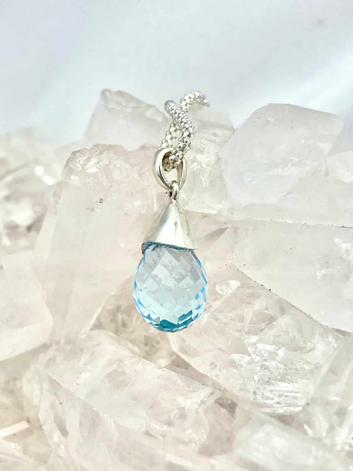 Dije Topacio Azul Gota Grande - miniatura 1