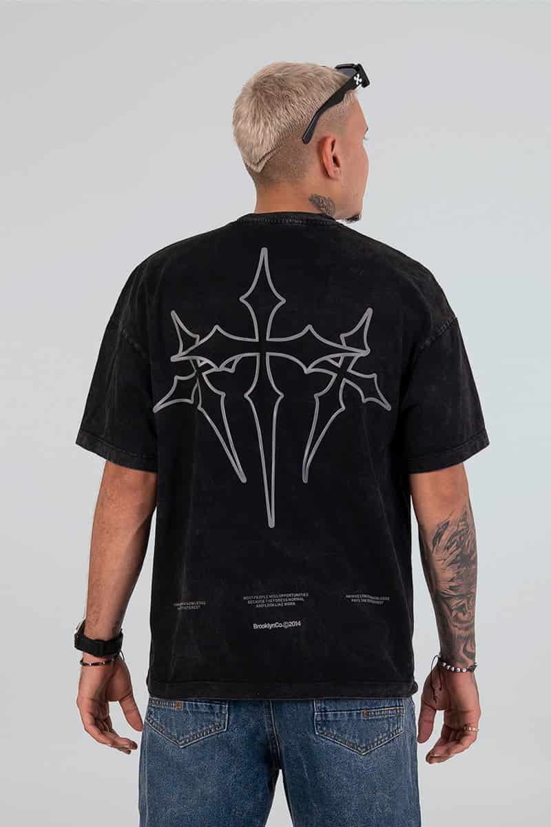Camiseta acid wash cruz - miniatura 1