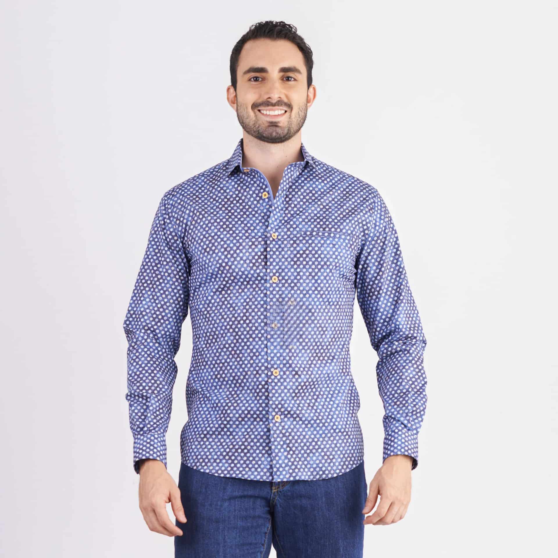 Camisa slim fit color azul oscuro - miniatura 2