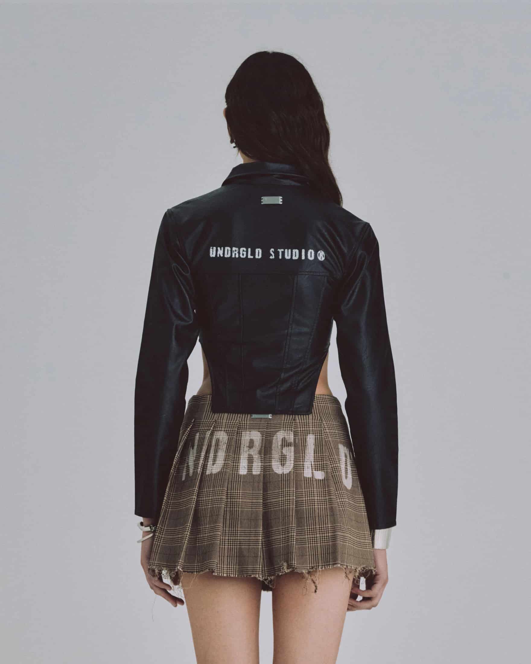 W 94' Worn Logo Pleather Aviator Jacket Black - miniatura 7