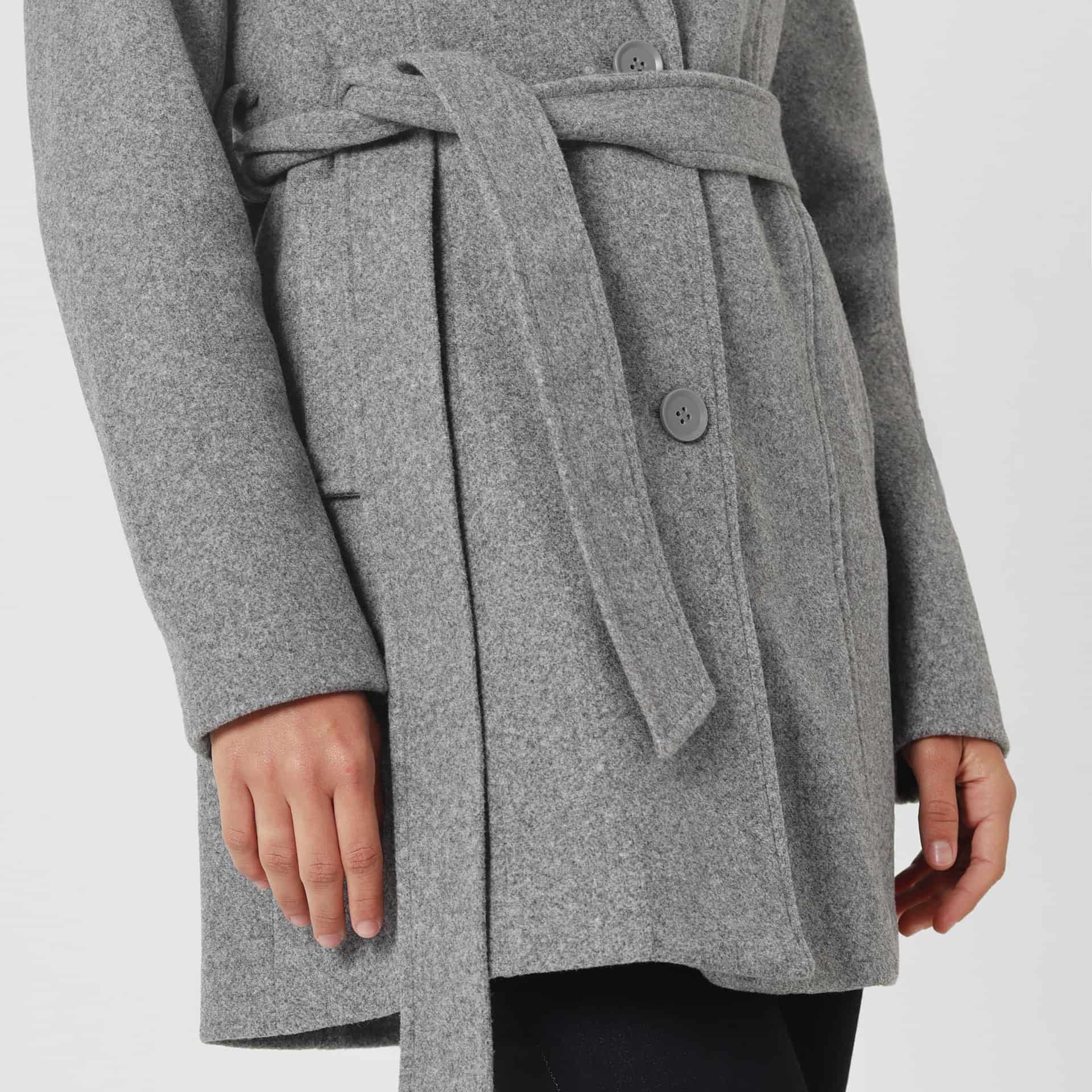 Chaqueta abrigo manga larga cuello solapa con lazo - miniatura 9