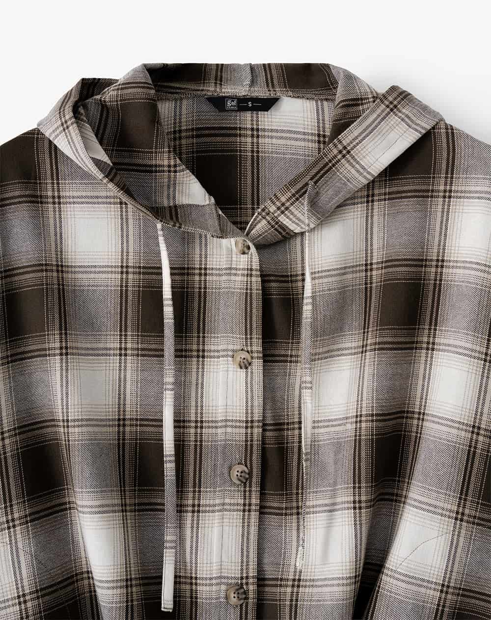 Chaqueta oversize cuadros mujer - miniatura 2