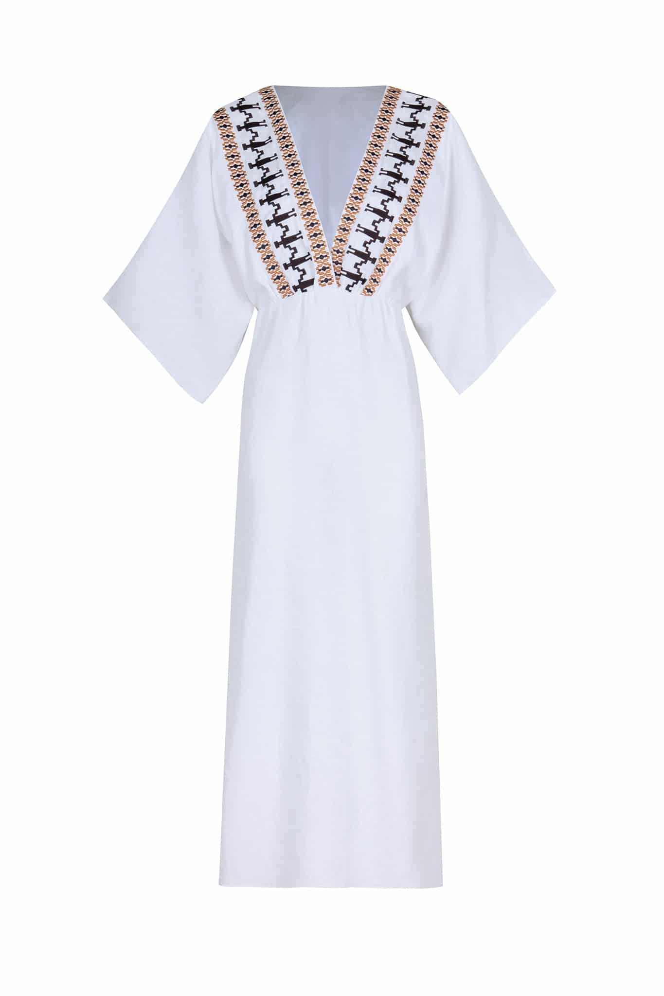Topacio Linen Tunic  / White Embroidered - miniatura 1