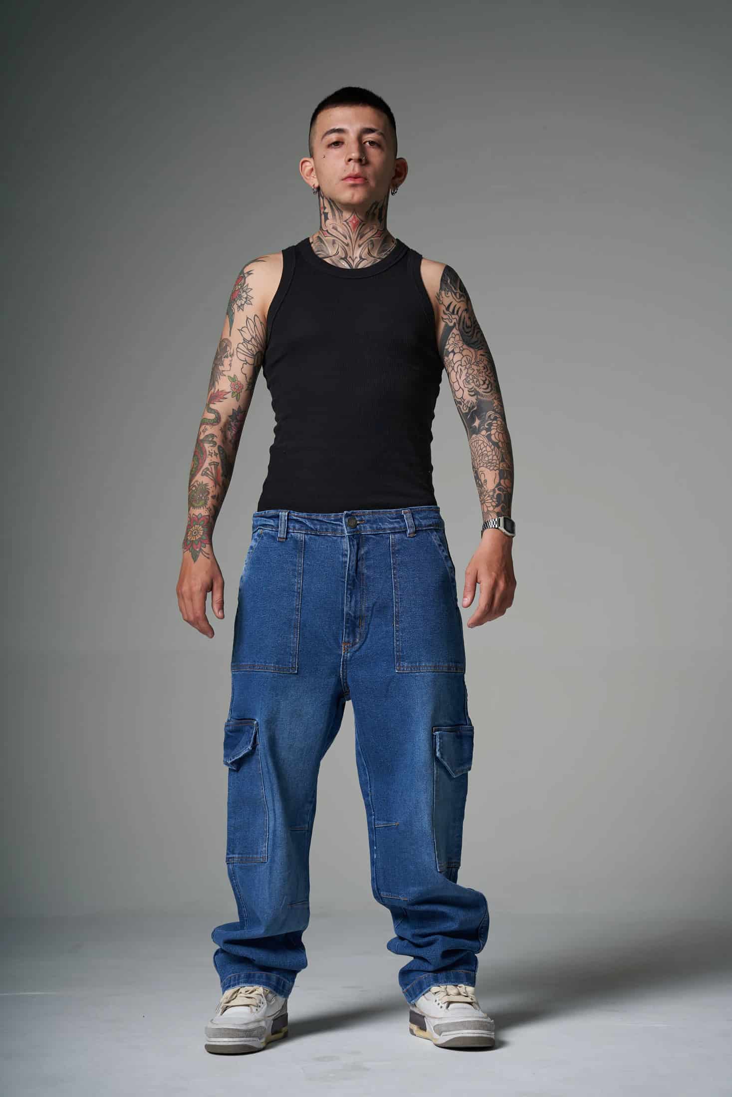 JEANS CARGO SAVAGE AZUL MEDIO 14495 - miniatura 1