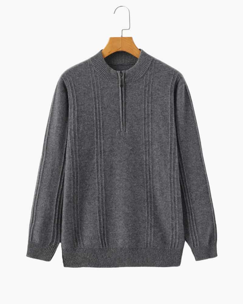 100% Cashmere Ribbed Half Zip - miniatura 3