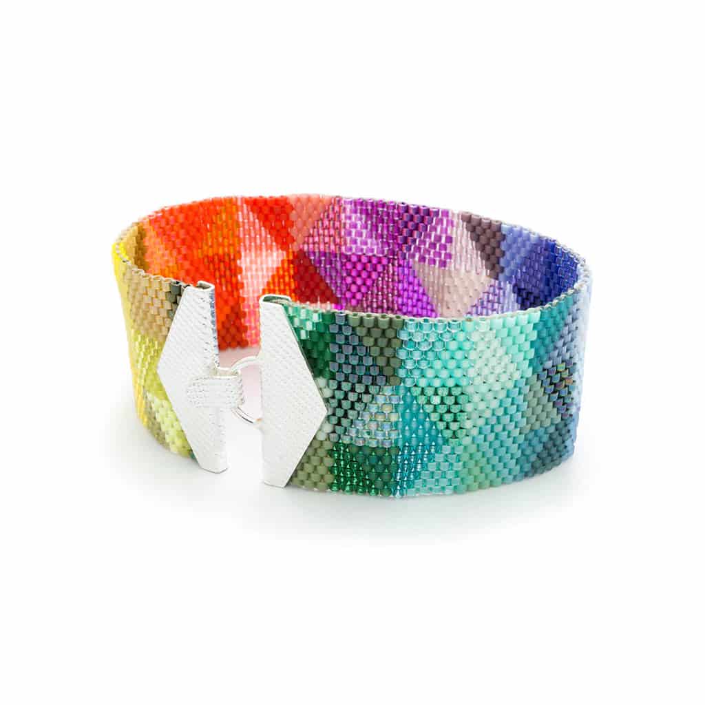 PULSERA BROCHE EN PLATA TEJIDA EN PEYOTE - miniatura 2