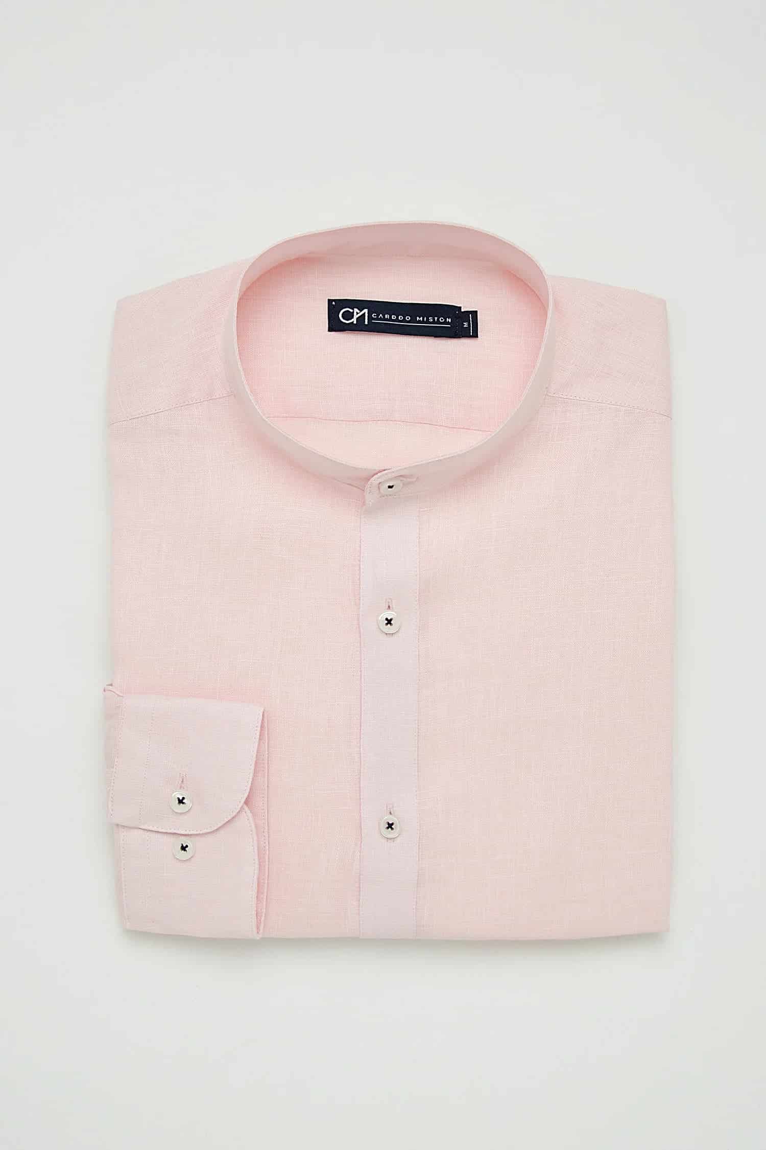 Camisa Cuello Mao Lino Rosa Bebé - miniatura 4