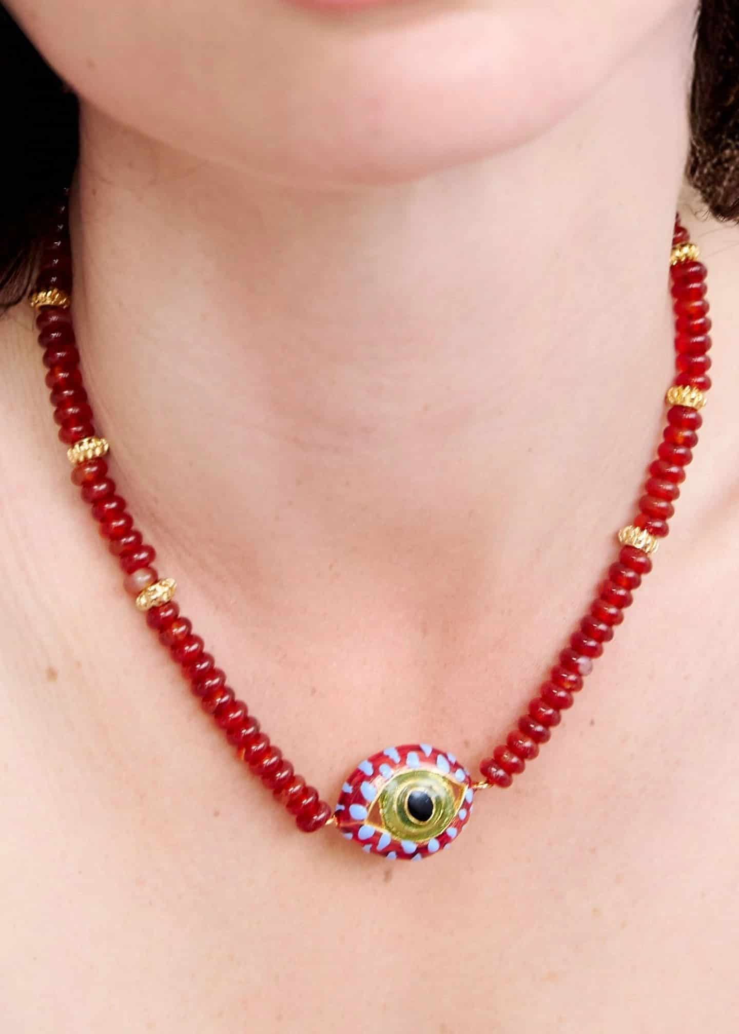 Collar Cat Eye Midi Drops Burgundy - miniatura 2
