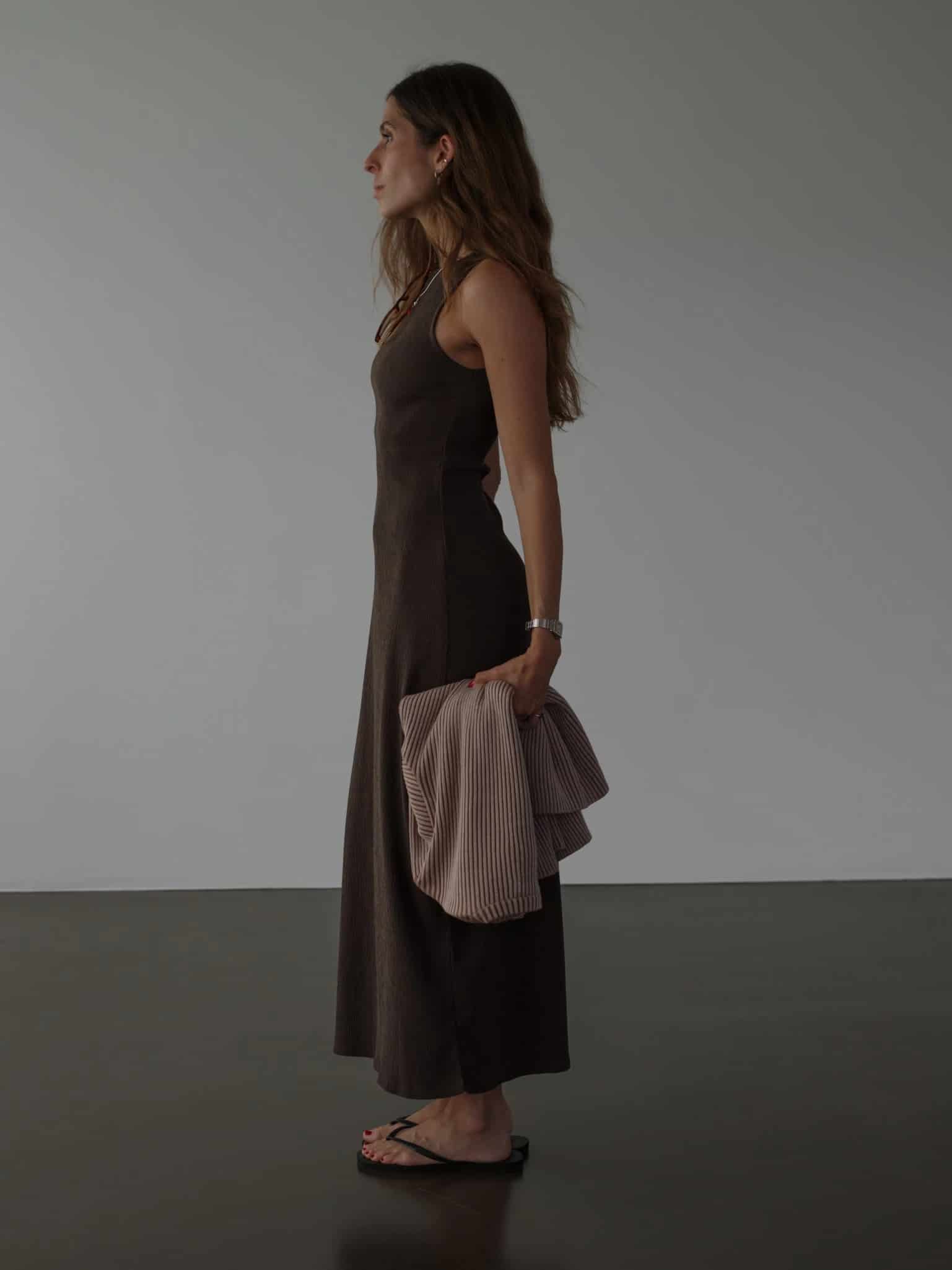 LONG TANK DRESS - BROWN - miniatura 3
