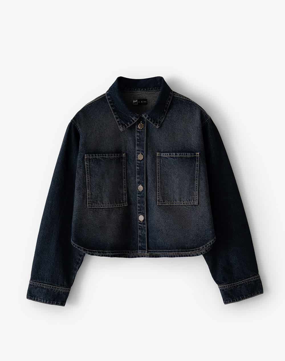 Chaqueta loose índigo oscuro mujer - miniatura 1