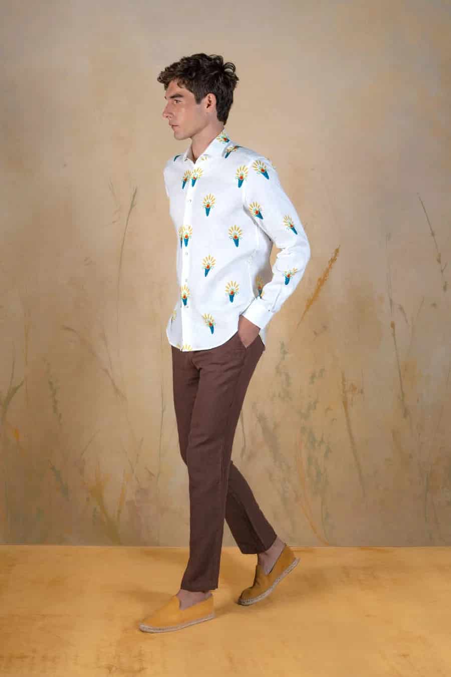 Ortuso linen shirt white - miniatura 2