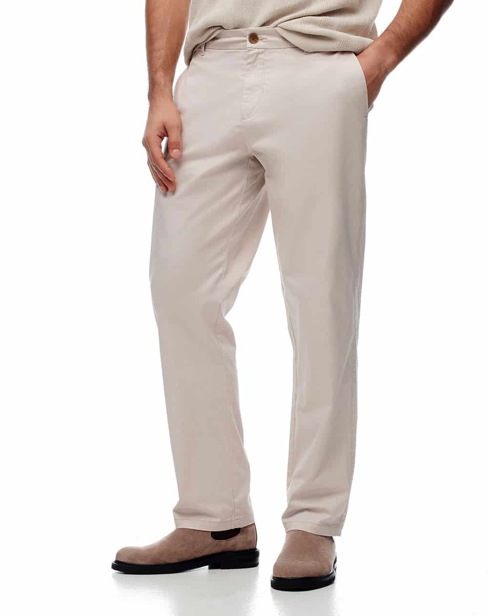 Pantalón regular tiro medio arena hombre - miniatura 3