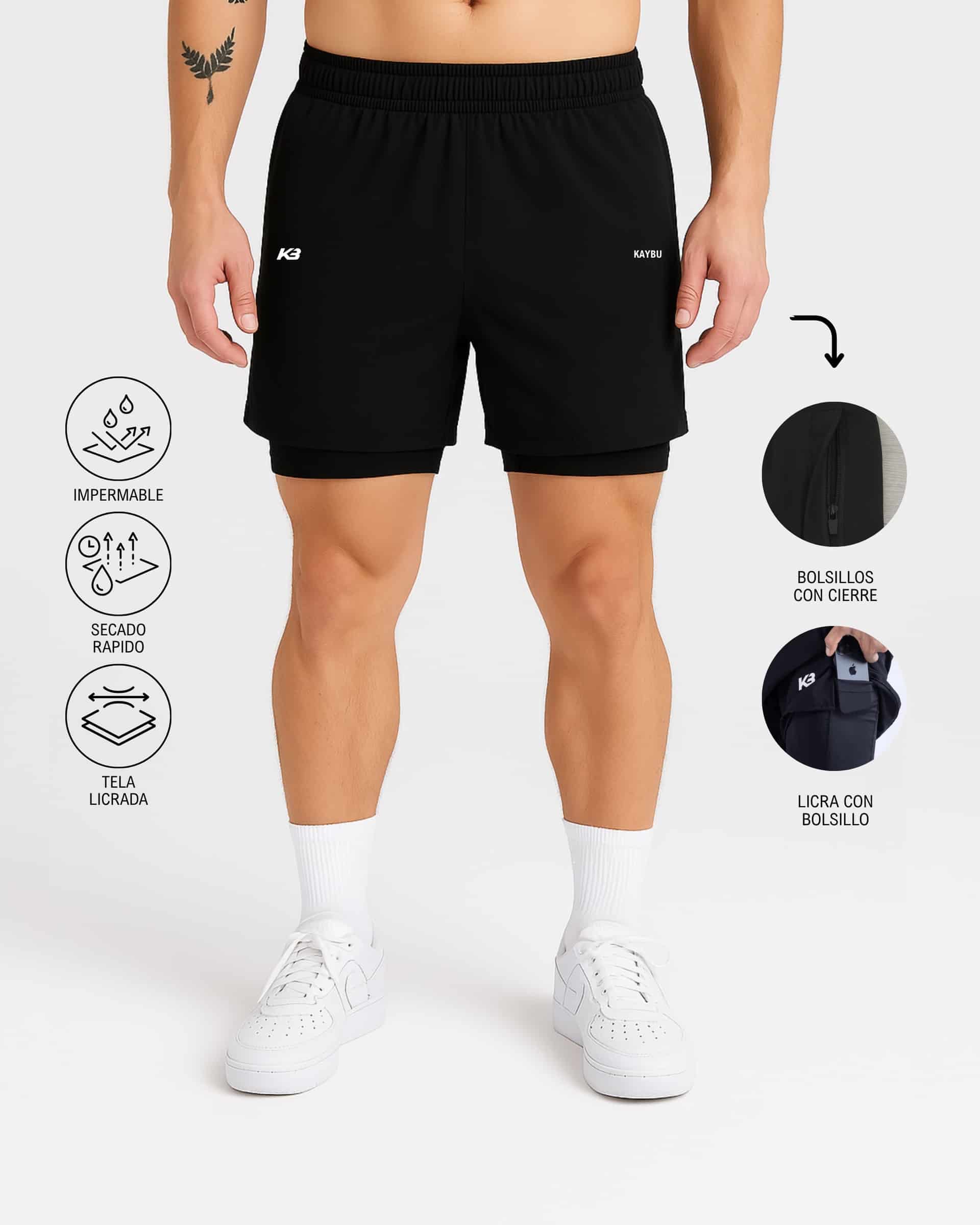 Pantaloneta con licra y bolsillos con cierre┃KBMEN RF.206 - miniatura 1